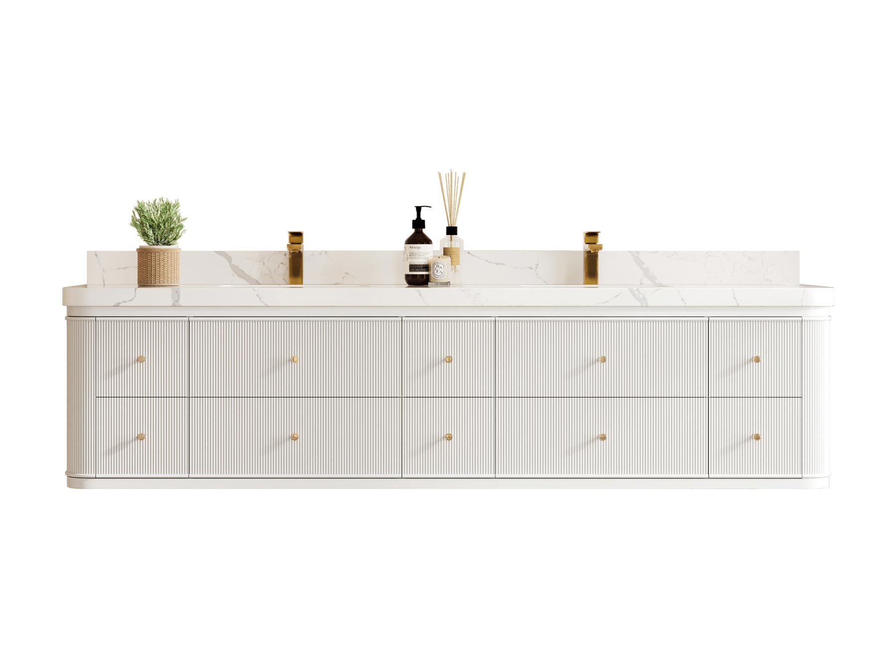 Hampton Floating 84 in. W x 22 in. D Double Sink Bathroom Vanity - Willow Bath and Vanity