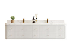Hampton Floating 84 in. W x 22 in. D Double Sink Bathroom Vanity - photo 1