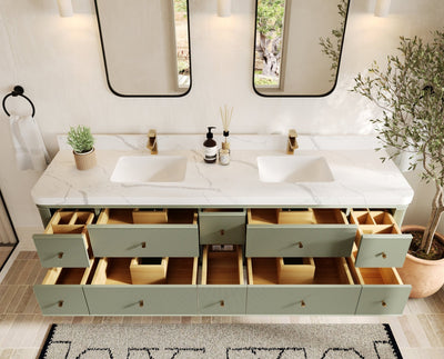 Hampton Floating 84 in. W x 22 in. D Double Sink Bathroom Vanity - Willow Bath and Vanity