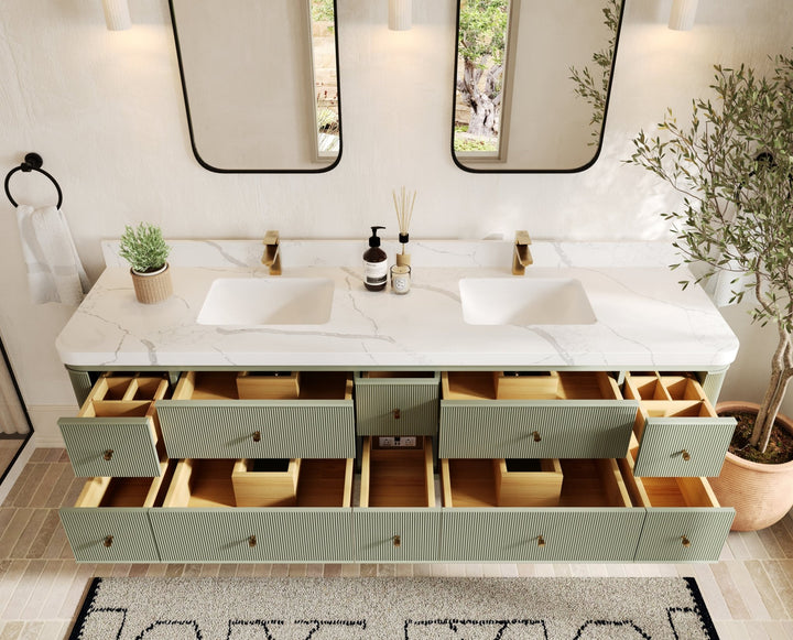 Hampton Floating 84 in. W x 22 in. D Double Sink Bathroom Vanity - photo 4