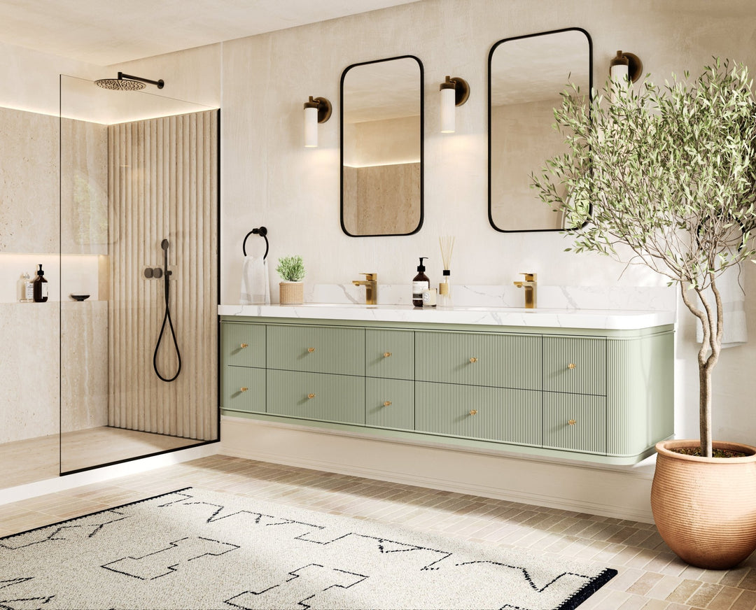 Hampton Floating 84 in. W x 22 in. D Double Sink Bathroom Vanity - Willow Bath and Vanity