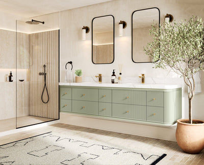 Hampton Floating 84 in. W x 22 in. D Double Sink Bathroom Vanity - Willow Bath and Vanity