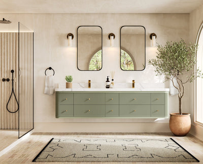 Hampton Floating 84 in. W x 22 in. D Double Sink Bathroom Vanity - Willow Bath and Vanity