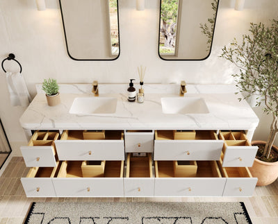 Hampton Floating 84 in. W x 22 in. D Double Sink Bathroom Vanity - Willow Bath and Vanity