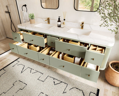 Hampton Floating 84 in. W x 22 in. D Double Sink Bathroom Vanity - Willow Bath and Vanity