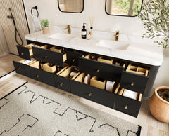 Hampton Floating 84 in. W x 22 in. D Double Sink Bathroom Vanity - photo 3