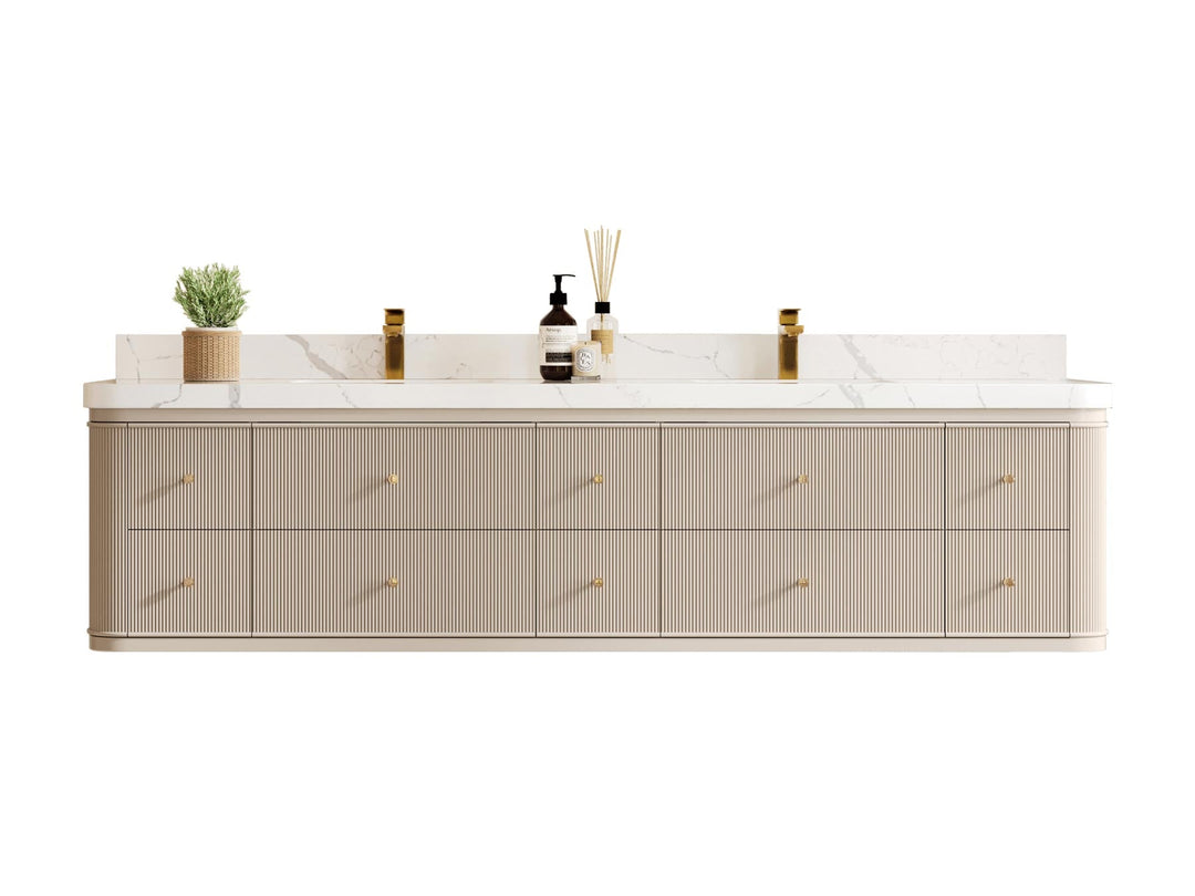 Hampton Floating 84 in. W x 22 in. D Double Sink Bathroom Vanity - Willow Bath and Vanity