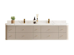 Hampton Floating 84 in. W x 22 in. D Double Sink Bathroom Vanity - photo 1