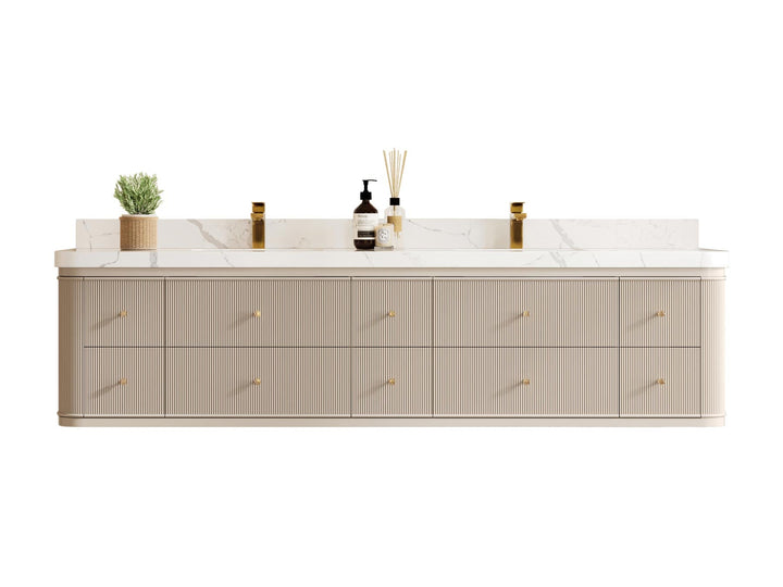 Hampton Floating 84 in. W x 22 in. D Double Sink Bathroom Vanity - photo 1