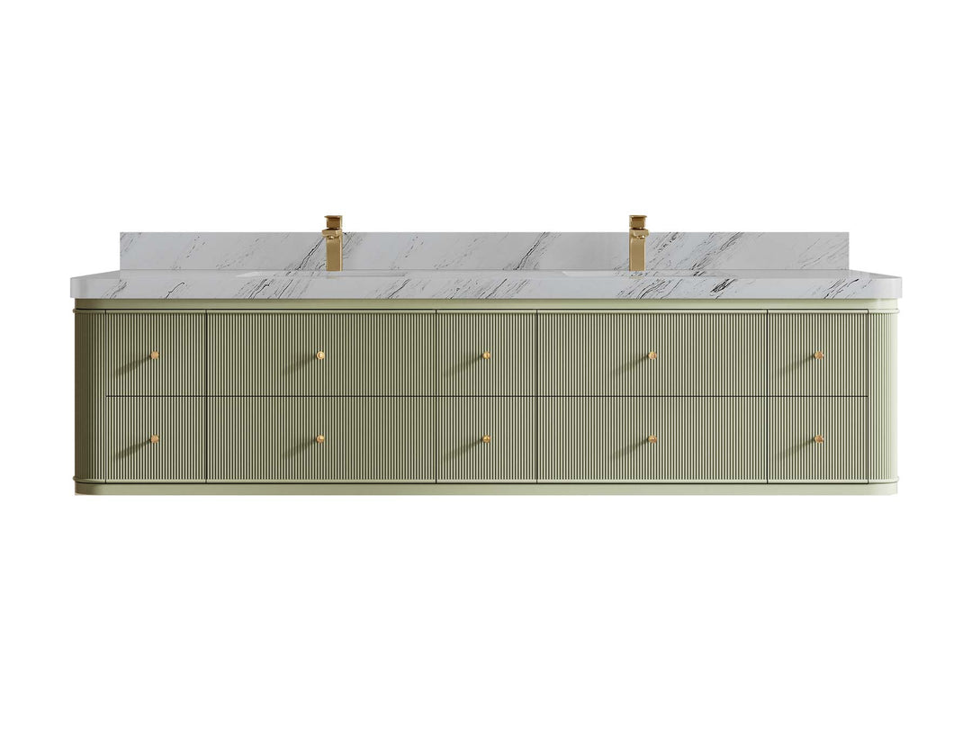 Hampton Floating 84 in. W x 22 in. D Double Sink Bathroom Vanity - Willow Bath and Vanity