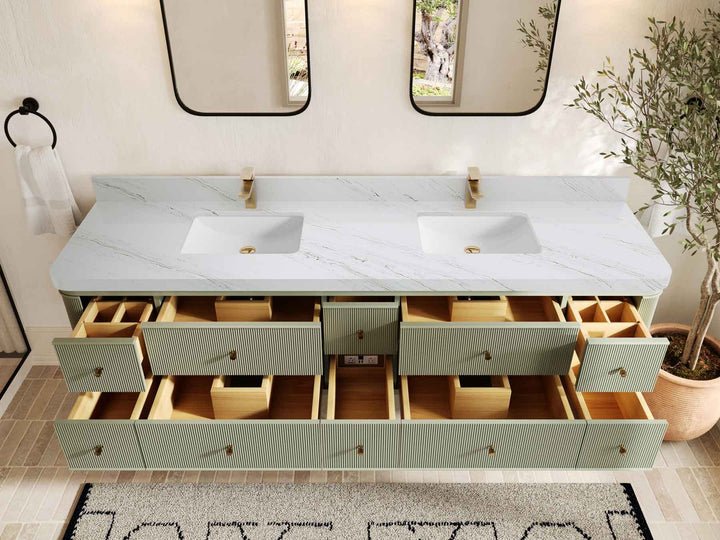 Hampton Floating 84 in. W x 22 in. D Double Sink Bathroom Vanity - photo 20