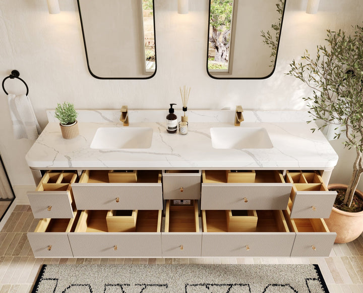 Hampton Floating 84 in. W x 22 in. D Double Sink Bathroom Vanity - photo 4