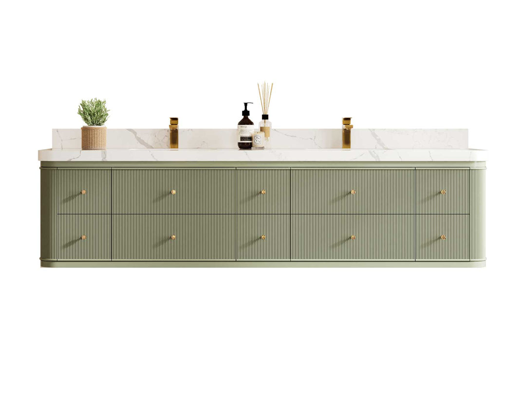 Hampton Floating 84 in. W x 22 in. D Double Sink Bathroom Vanity - Willow Bath and Vanity