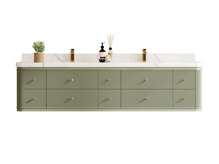 Hampton Floating 84 in. W x 22 in. D Double Sink Bathroom Vanity - photo 1