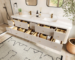 Hampton Floating 84 in. W x 22 in. D Double Sink Bathroom Vanity - photo 3