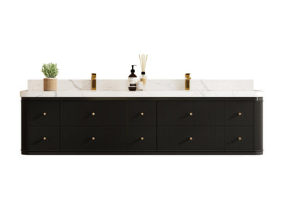 Hampton Floating 84 in. W x 22 in. D Double Sink Bathroom Vanity - Willow Bath and Vanity
