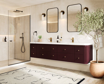 Hampton Floating 84 in. W x 22 in. D Double Sink Bathroom Vanity - Willow Bath and Vanity