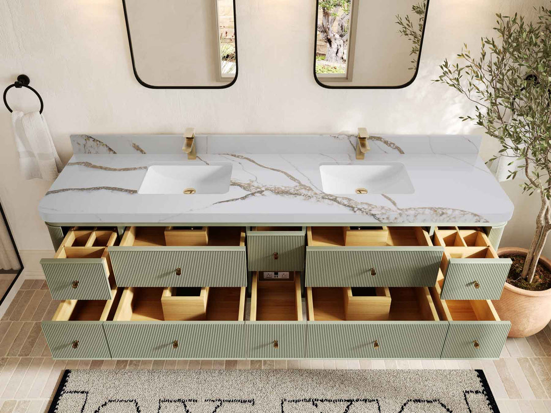 Hampton Floating 84 in. W x 22 in. D Double Sink Bathroom Vanity - Willow Bath and Vanity