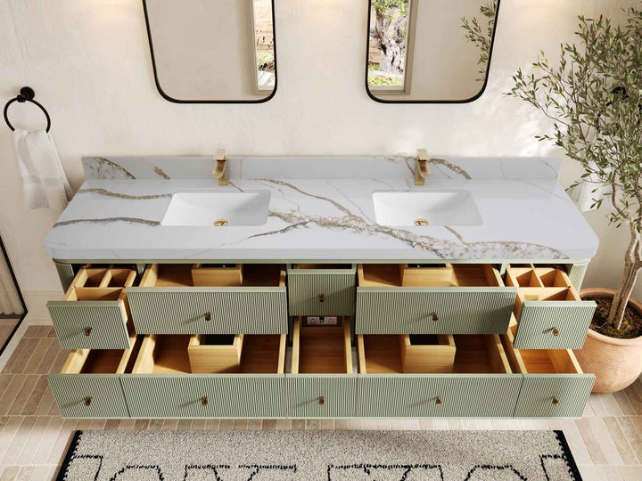 Hampton Floating 84 in. W x 22 in. D Double Sink Bathroom Vanity - photo 26