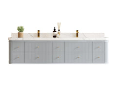 Hampton Floating 84 in. W x 22 in. D Double Sink Bathroom Vanity - photo 1