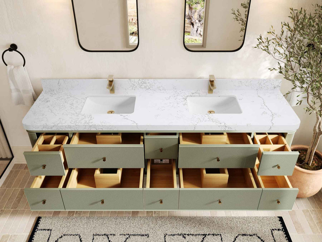 Hampton Floating 84 in. W x 22 in. D Double Sink Bathroom Vanity - Willow Bath and Vanity