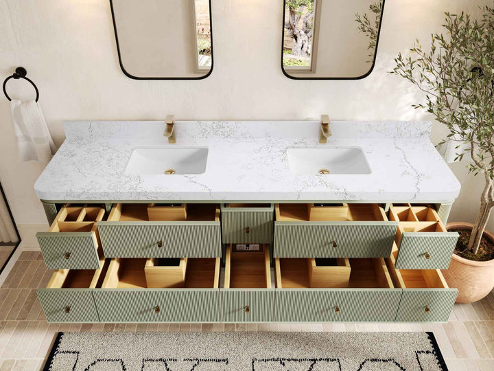 Hampton Floating 84 in. W x 22 in. D Double Sink Bathroom Vanity - photo 16