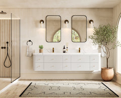Hampton Floating 84 in. W x 22 in. D Double Sink Bathroom Vanity - photo 4