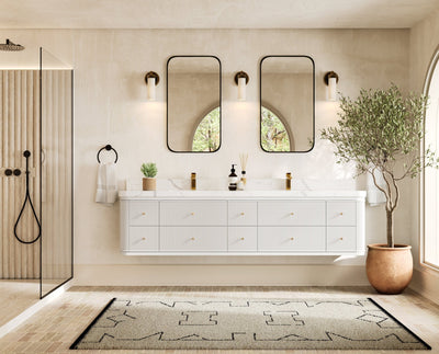 Hampton Floating 84 in. W x 22 in. D Double Sink Bathroom Vanity - Willow Bath and Vanity