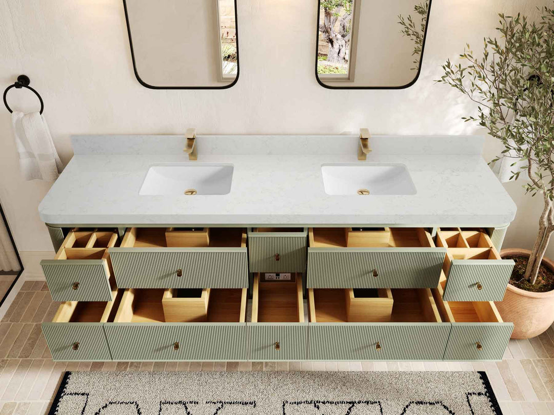 Hampton Floating 84 in. W x 22 in. D Double Sink Bathroom Vanity - Willow Bath and Vanity