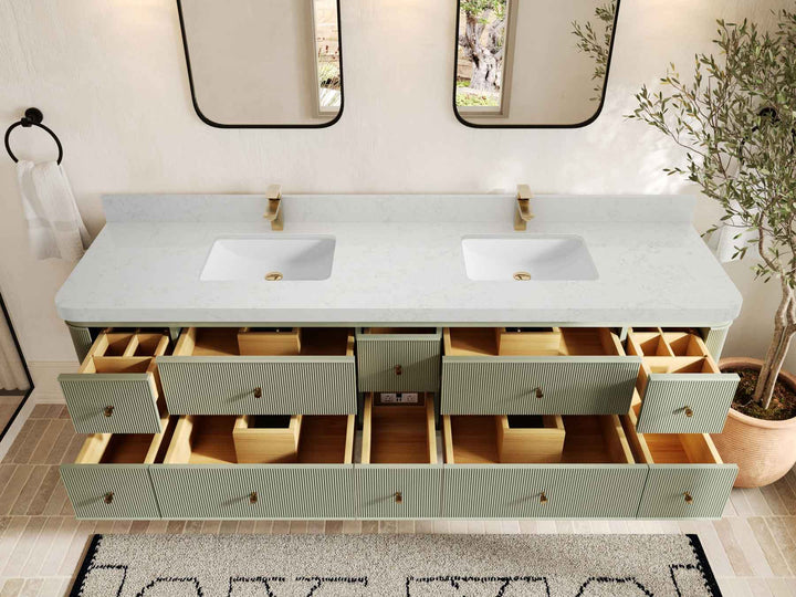 Hampton Floating 84 in. W x 22 in. D Double Sink Bathroom Vanity - photo 18