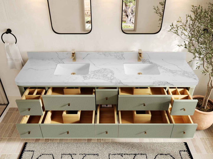 Hampton Floating 84 in. W x 22 in. D Double Sink Bathroom Vanity - photo 10