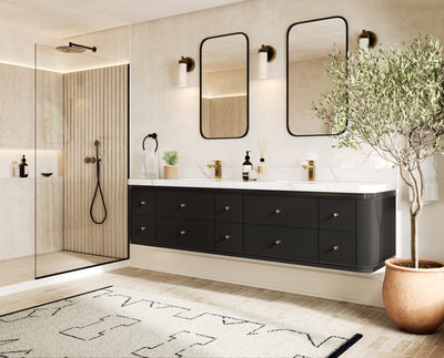 Hampton Floating 84 in. W x 22 in. D Double Sink Bathroom Vanity - Willow Bath and Vanity