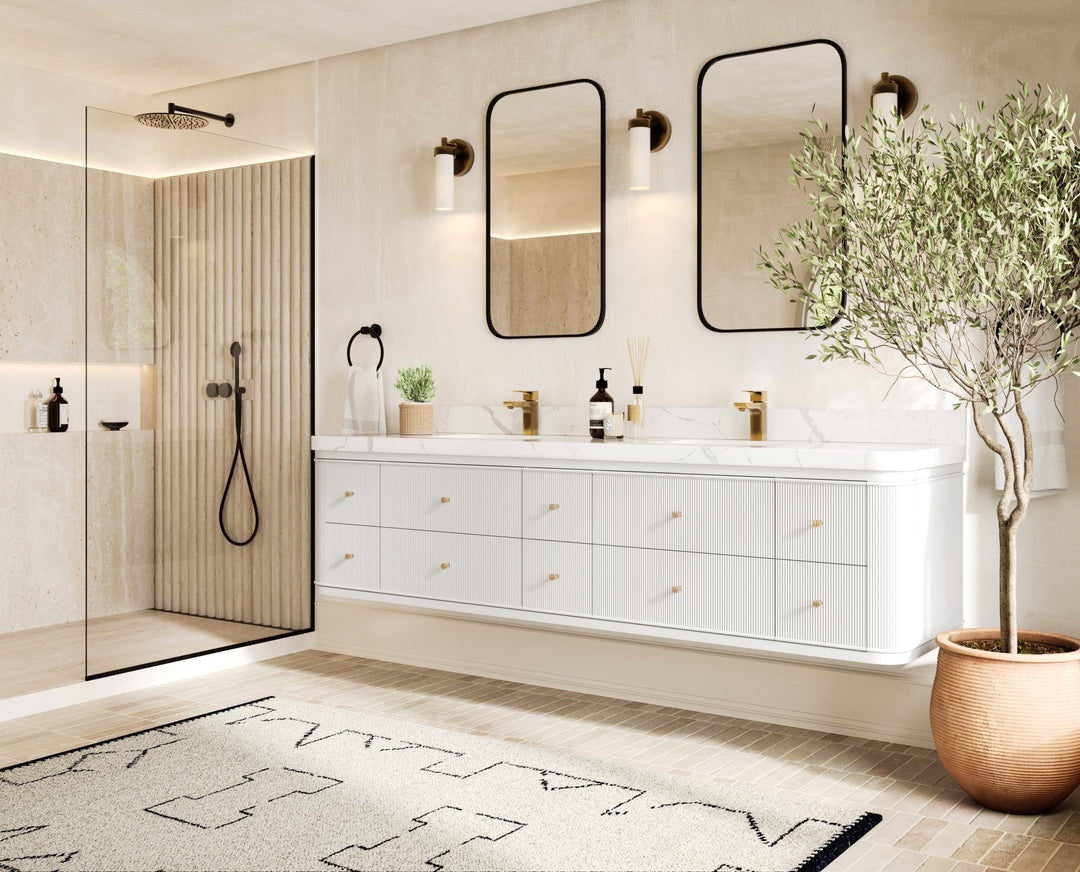 Hampton Floating 84 in. W x 22 in. D Double Sink Bathroom Vanity - Willow Bath and Vanity