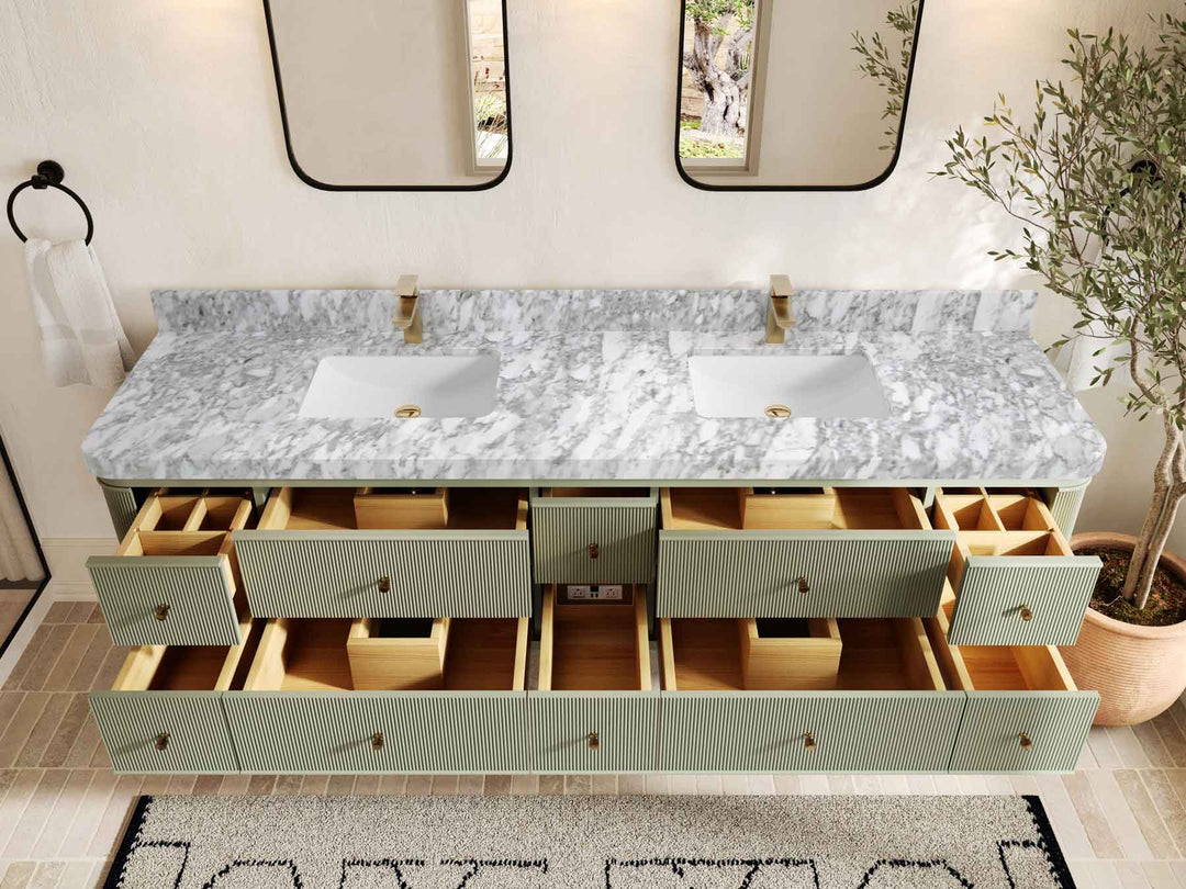 Hampton Floating 84 in. W x 22 in. D Double Sink Bathroom Vanity - Willow Bath and Vanity