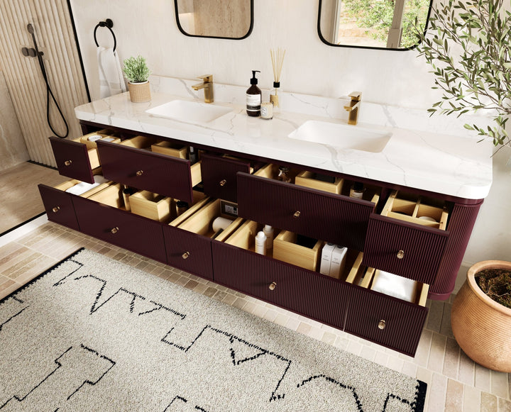 Hampton Floating 84 in. W x 22 in. D Double Sink Bathroom Vanity - photo 3