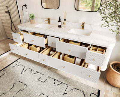 Hampton Floating 84 in. W x 22 in. D Double Sink Bathroom Vanity - Willow Bath and Vanity