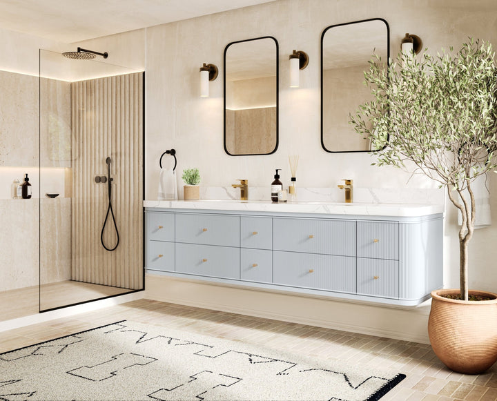 Hampton Floating 84 in. W x 22 in. D Double Sink Bathroom Vanity - photo 2