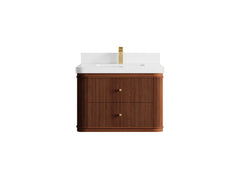 Hampton Floating Teak 30 in. W x 22 in. D Single Sink Bathroom Vanity - photo 23