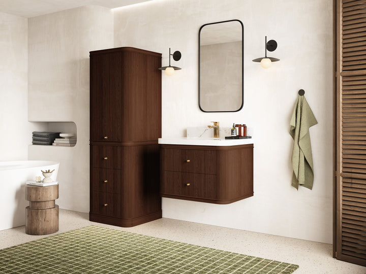 Hampton Floating Teak 30 in. W x 22 in. D Single Sink Bathroom Vanity - photo 2