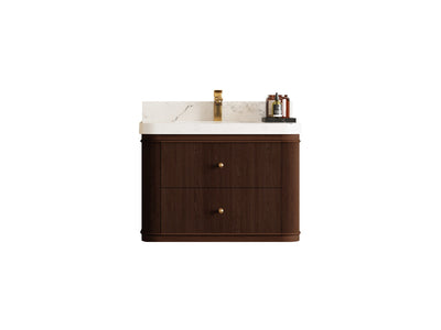 Hampton Floating Teak 30 in. W x 22 in. D Single Sink Bathroom Vanity - Willow Bath and Vanity