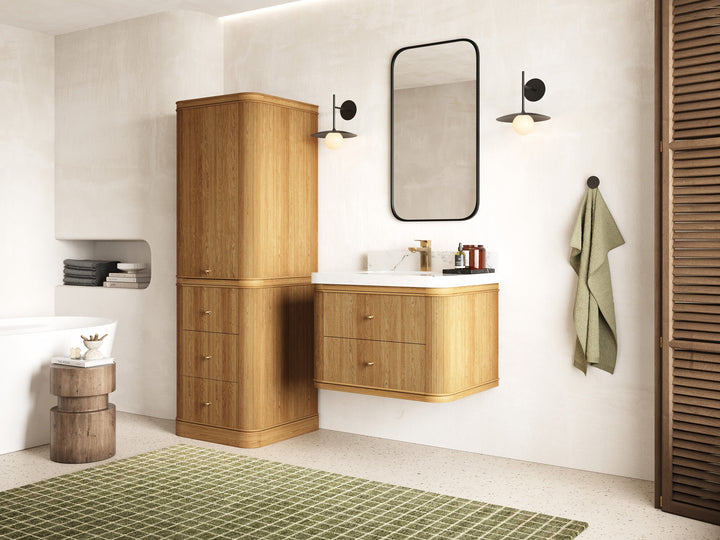 Hampton Floating Teak 30 in. W x 22 in. D Single Sink Bathroom Vanity - photo 2