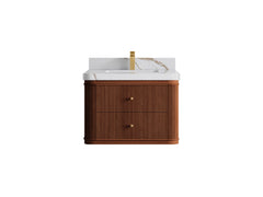 Hampton Floating Teak 30 in. W x 22 in. D Single Sink Bathroom Vanity - photo 9