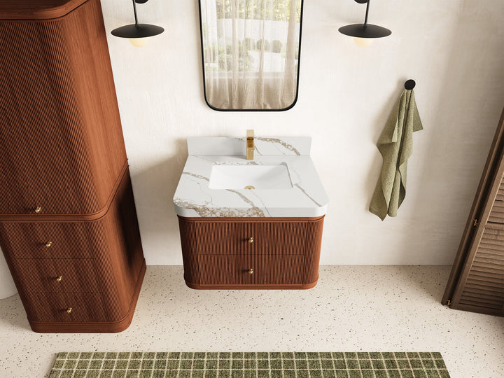 Hampton Floating Teak 30 in. W x 22 in. D Single Sink Bathroom Vanity - photo 8