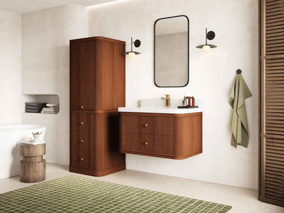 Hampton Floating Teak 36 in. W x 22 in. D Center Sink Bathroom Vanity - Willow Bath and Vanity