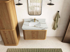 Hampton Floating Teak 36 in. W x 22 in. D Center Sink Bathroom Vanity - photo 13