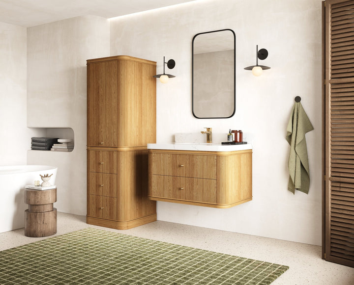 Hampton Floating Teak 36 in. W x 22 in. D Center Sink Bathroom Vanity - photo 2