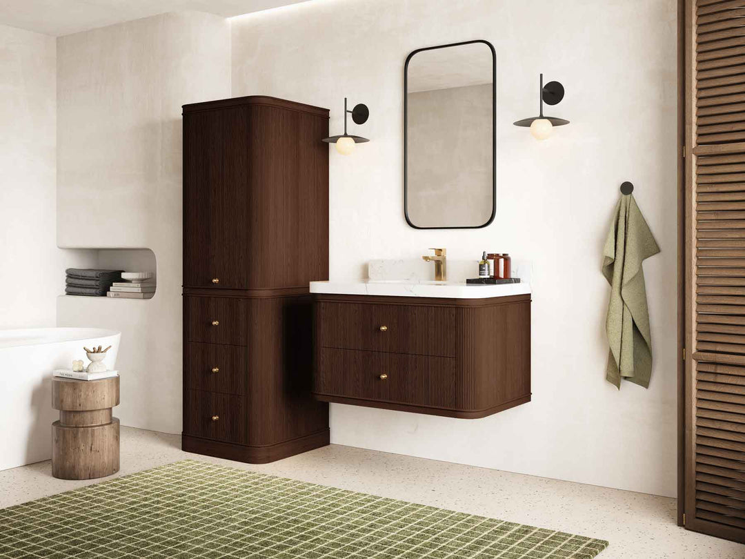 Hampton Floating Teak 36 in. W x 22 in. D Center Sink Bathroom Vanity - Willow Bath and Vanity