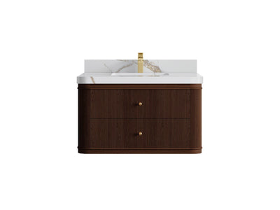 Hampton Floating Teak 36 in. W x 22 in. D Center Sink Bathroom Vanity - Willow Bath and Vanity
