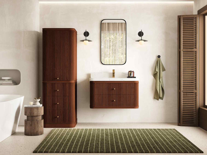 Hampton Floating Teak 36 in. W x 22 in. D Center Sink Bathroom Vanity - photo 4