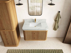 Hampton Floating Teak 36 in. W x 22 in. D Center Sink Bathroom Vanity - photo 19